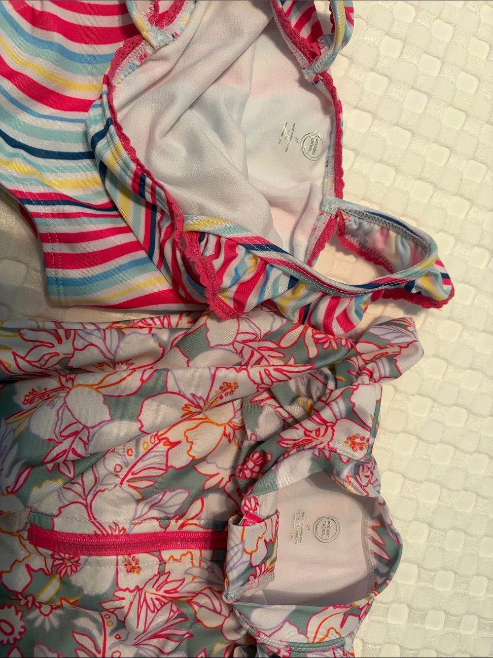 GAP Girls One-Piece Swimsuit - Multicolor Floral, Aqua, Cream, Rainbow